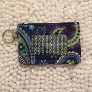 Floral single zip wallet with keychain ring